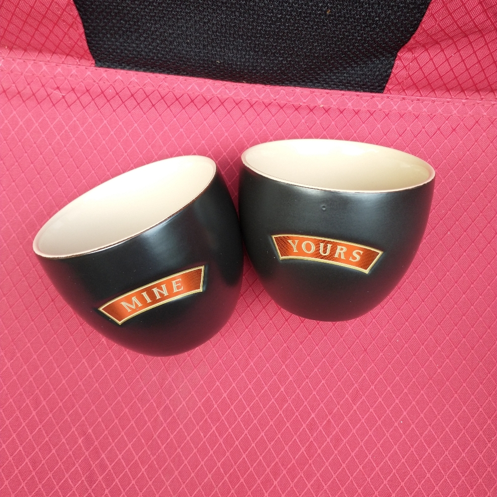Set of 2 Bailey's Irish Cream Yours and Mine Black Cups
